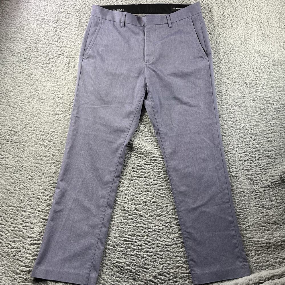 Bonobos Monday Chino Pants Mens 32x30 Blue Slim Fit Stretch Flat Front Casual
